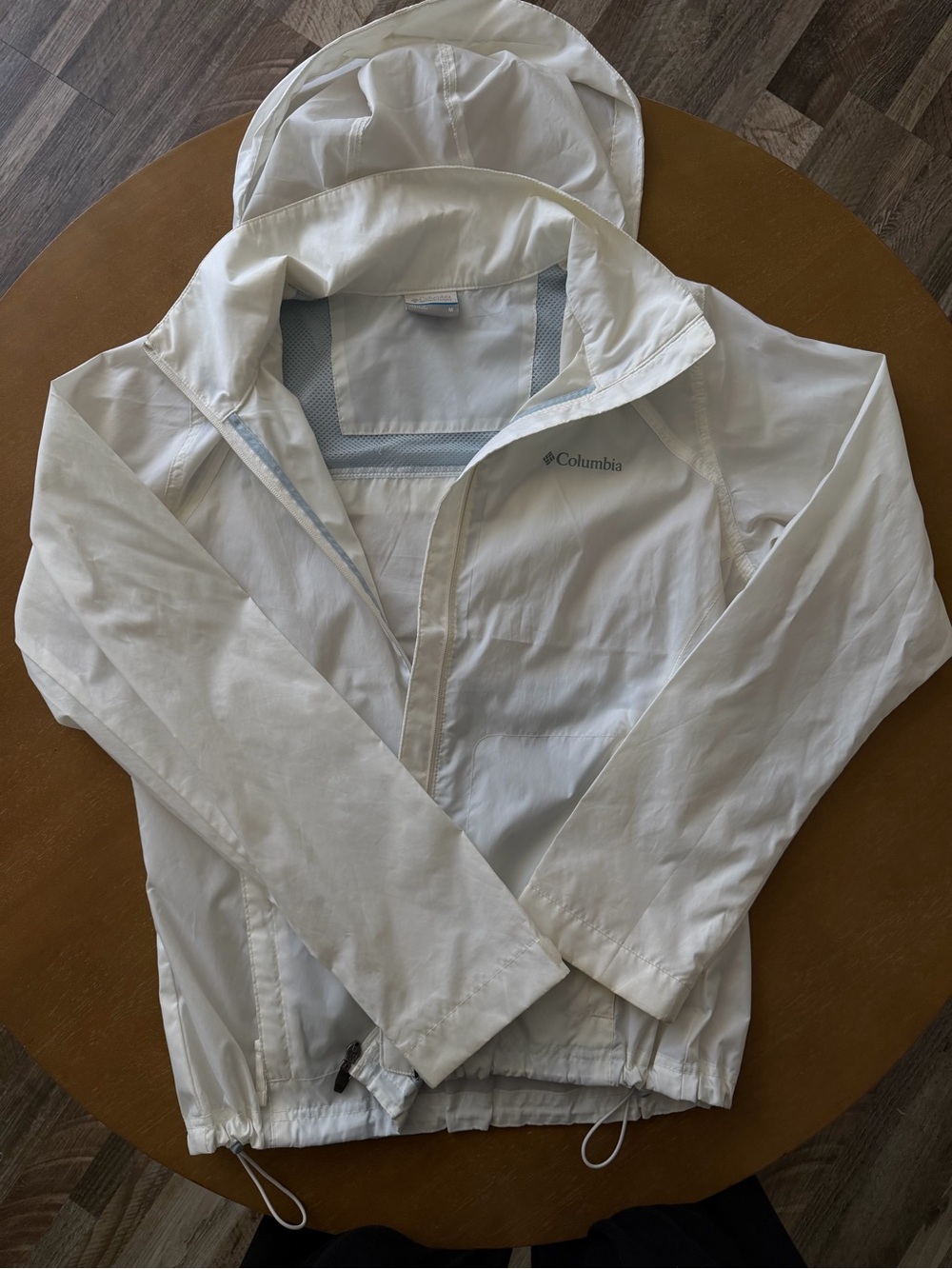 Columbia White Men's Packable Rain Jacket with Hood